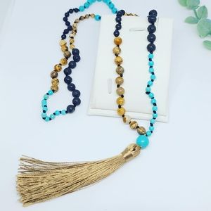 Bohemian Picture Jasper, Lava,Turquoise necklace